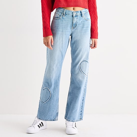 Arizona Womens Juniors Low Rise Straight Leg Jean