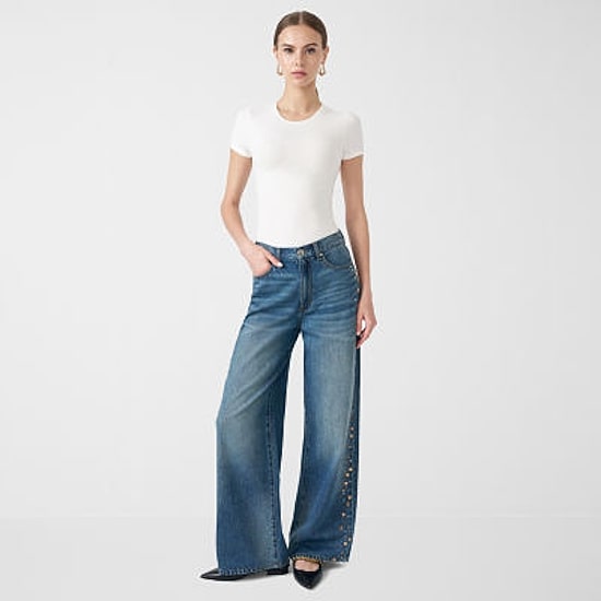RM Rebecca Minkoff Womens Mid Rise Wide Leg Jean