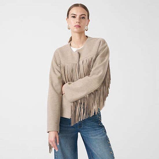 RM Rebecca Minkoff Womens Fringe Jacket