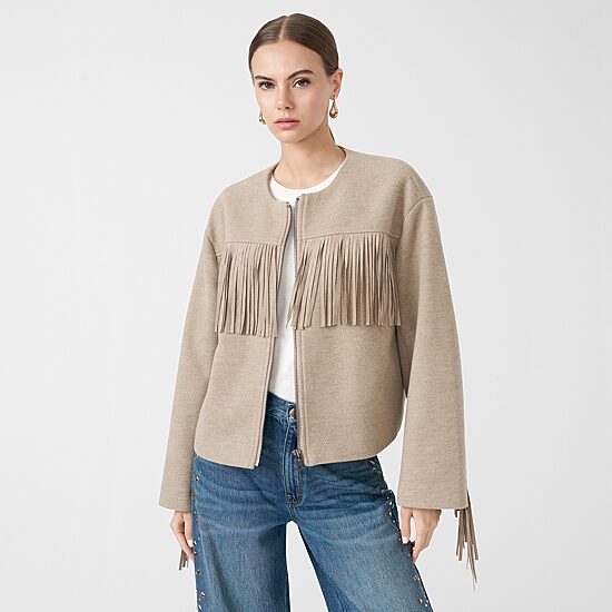 RM Rebecca Minkoff Womens Fringe Jacket