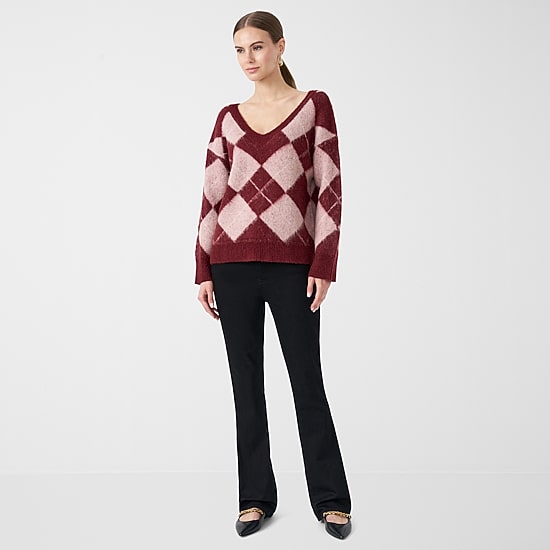 RM Rebecca Minkoff Womens V Neck Long Sleeve Pullover Sweater
