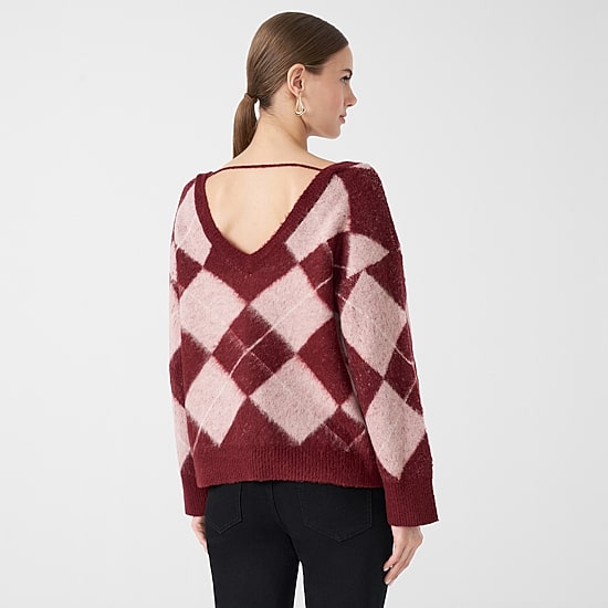 RM Rebecca Minkoff Womens V Neck Long Sleeve Pullover Sweater