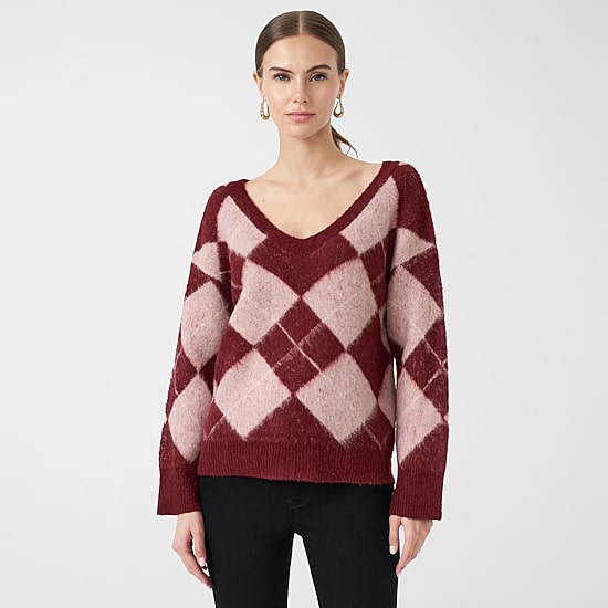 RM Rebecca Minkoff Womens V Neck Long Sleeve Pullover Sweater