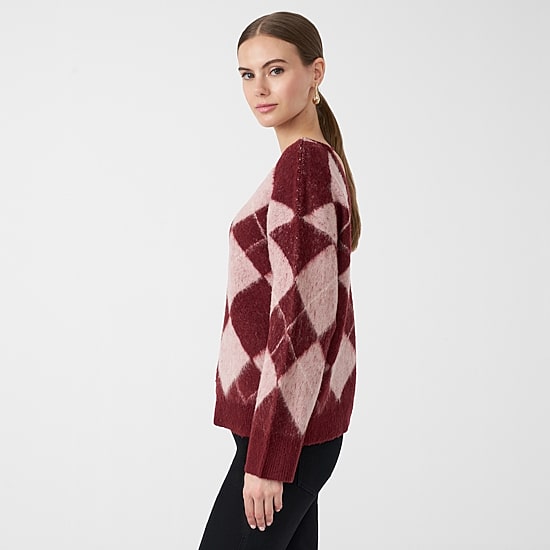 RM Rebecca Minkoff Womens V Neck Long Sleeve Pullover Sweater