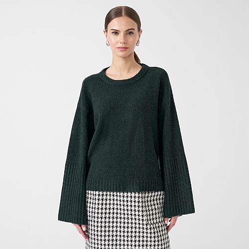 RM Rebecca Minkoff Womens Crew Neck Long Sleeve Pullover Sweater, Small, Brown
