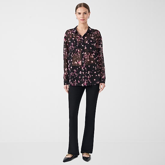 RM Rebecca Minkoff Womens Cuffed Long Sleeve Regular Fit Button-Down Shirt