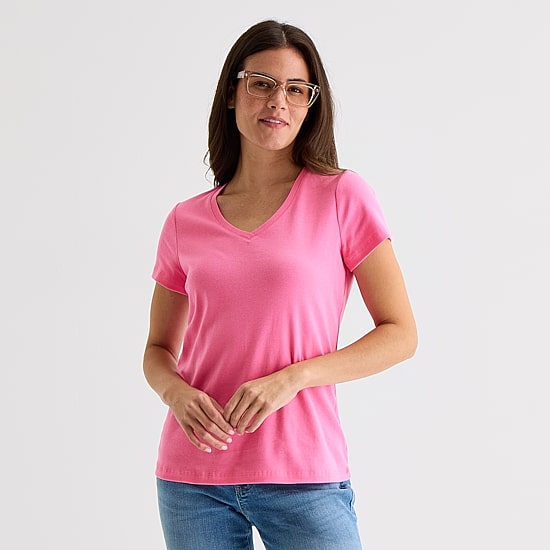 St. John's Bay Womens V Neck Short Sleeve T-Shirt
