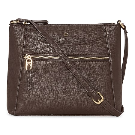 Mia K Collection Faux Leather Crossbody Bag with Gold-Tone