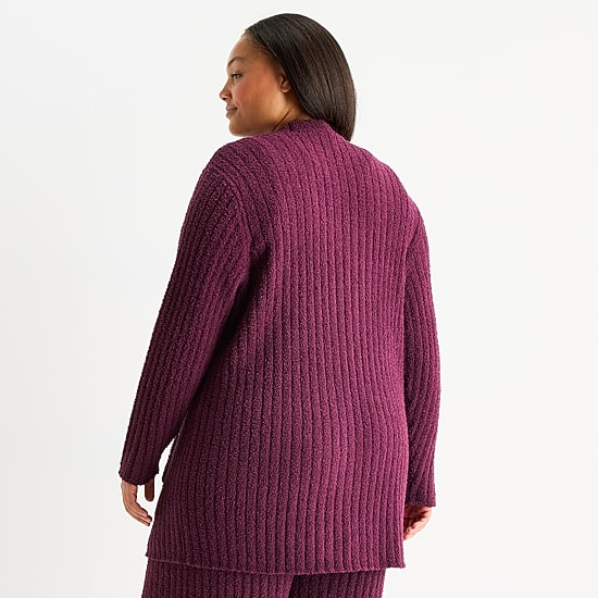 Ambrielle Cardigan Womens Long Sleeve Plus Pajama Top