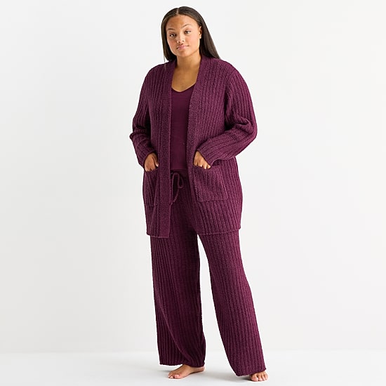 Ambrielle Cardigan Womens Long Sleeve Plus Pajama Top