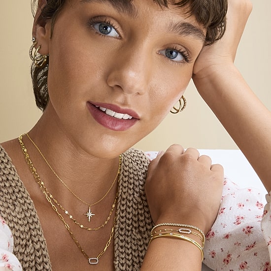 Yes, Please! (G-H / I1-2) North Star Womens Diamond Accent Lab Grown White Diamond 14K Gold Over Silver Star 2-pc. Necklace Set