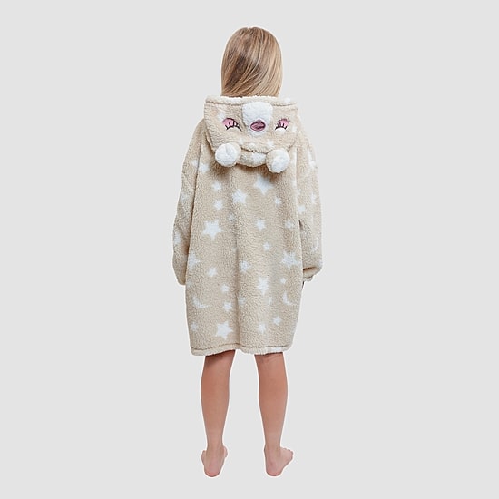 Dream Big Peace Out Lounger Little & Big Kid Girls Plush Long Sleeve Hooded Nightgown
