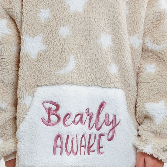 Dream Big Peace Out Lounger Little & Big Kid Girls Plush Long Sleeve Hooded Nightgown