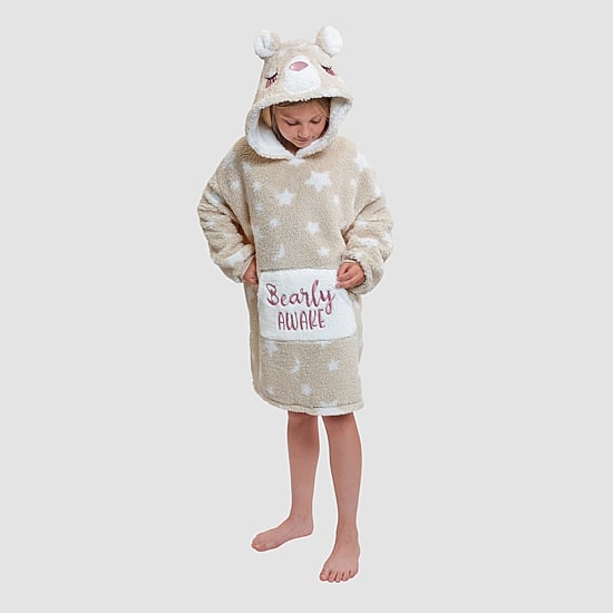 Dream Big Peace Out Lounger Little & Big Kid Girls Plush Long Sleeve Hooded Nightgown