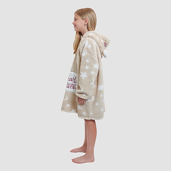 Dream Big Peace Out Lounger Little & Big Kid Girls Plush Long Sleeve Hooded Nightgown