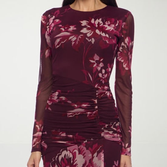 Premier Amour Womens Scoop Neck Long Sleeve Floral Sheath Dress