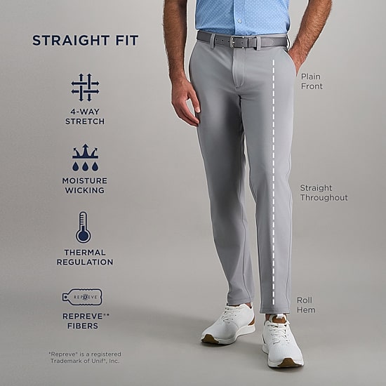 Haggar Sport Travel Performance Mens Comfort Waistband Straight Fit Flat Front Pant