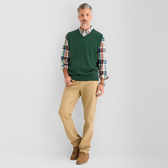 St. John's Bay Fine Gauge Mens V Neck Sweater Vest