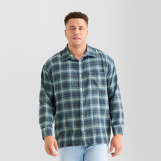 Arizona Mens Long Sleeve Boxy Fit Flannel Shirt