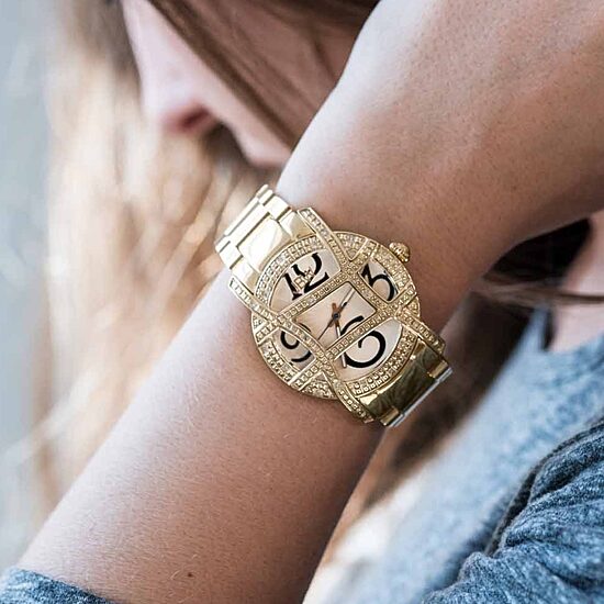 JBW Olympia Womens 1/5 CT. T.W. Diamond Gold-Tone Stainless Steel Bracelet Watch