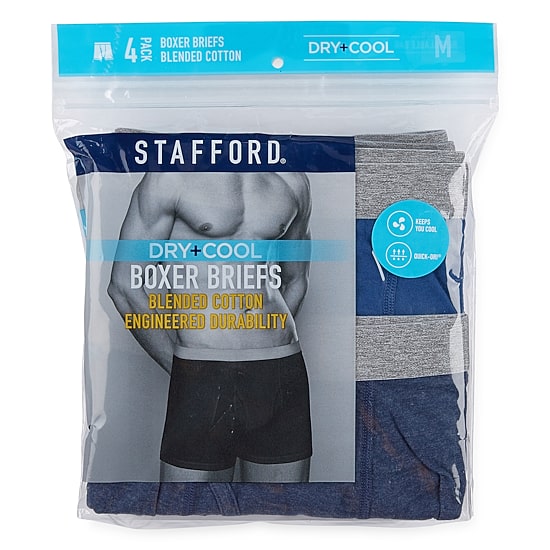Stafford Dry + Cool Mens Big and Tall 4 Pack Boxer Briefs 302869