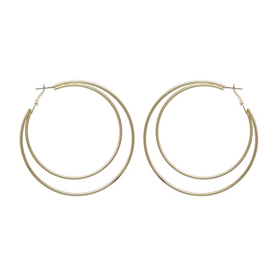 Bold Elements Thin Double Womens 79mm Hoop Earrings