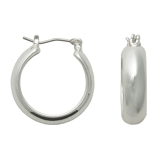 Bold Elements Silver Tone Thick Womens 22.3mm Hoop Earrings
