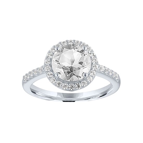 Womens Lab Created White Sapphire Sterling Silver Cocktail Ring
