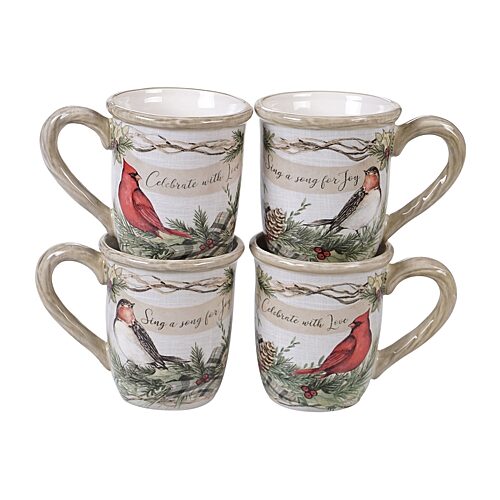Certified International Holly And Ivy 4-pc. Holiday Coffee Mug, One Size, Multiple Colors