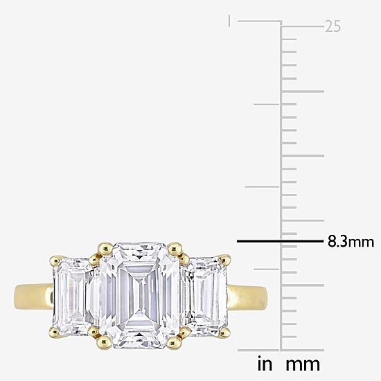 Womens 2 3/4 CT. T.W. Lab Created White Moissanite 10K Gold 3-Stone Engagement Ring