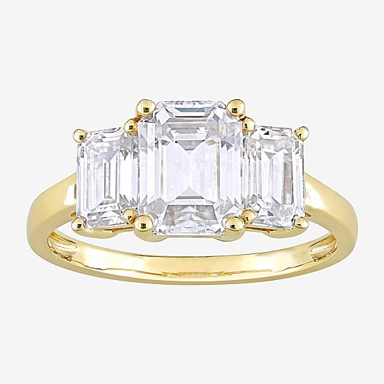 Womens 2 3/4 CT. T.W. Lab Created White Moissanite 10K Gold 3-Stone Engagement Ring
