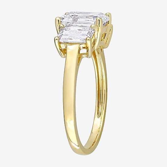 Womens 2 3/4 CT. T.W. Lab Created White Moissanite 10K Gold 3-Stone Engagement Ring