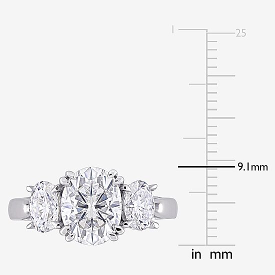 Womens 3 CT. T.W. Lab Created White Moissanite 10K Gold 3-Stone Engagement Ring