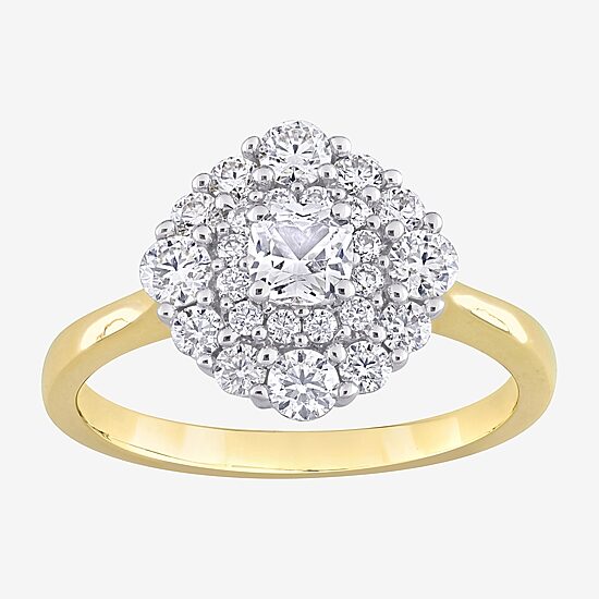 Womens 1 CT. T.W. Lab Created White Moissanite 10K Gold Cocktail Ring