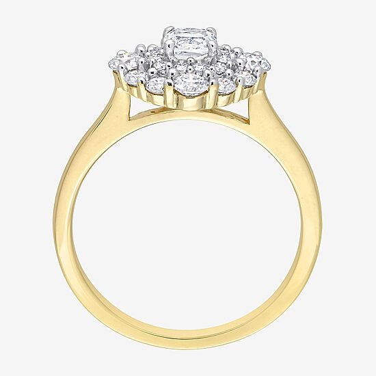 Womens 1 CT. T.W. Lab Created White Moissanite 10K Gold Cocktail Ring