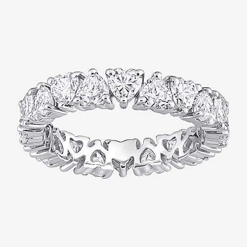 Womens 4MM 3 3/8 Ct. T.W. Lab Created White Moissanite Sterling Silver Heart Eternity Wedding Band, 7