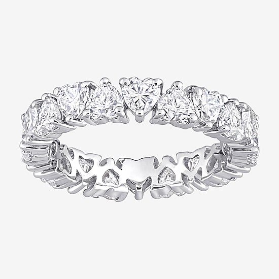 Womens 4MM 3 3/8 Ct. T.W. Lab Created White Moissanite Sterling Silver Heart Eternity Wedding Band
