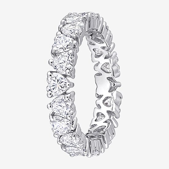 Womens 4MM 3 3/8 Ct. T.W. Lab Created White Moissanite Sterling Silver Heart Eternity Wedding Band