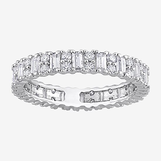 Womens 3.5MM 1 1/2 CT. T.W. Lab Created White Moissanite Sterling Silver Eternity Wedding Band