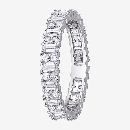 Womens 3.5MM 1 1/2 CT. T.W. Lab Created White Moissanite Sterling Silver Eternity Wedding Band