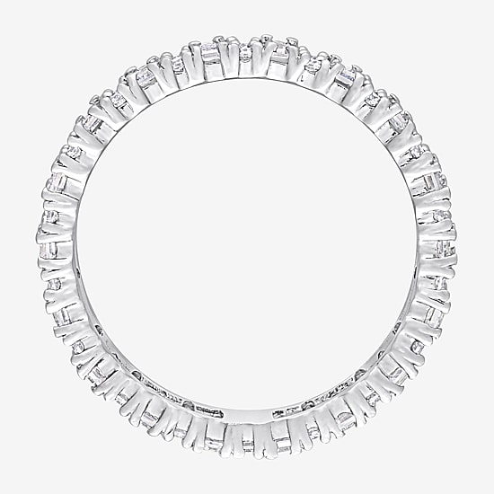 Womens 3.5MM 1 1/2 CT. T.W. Lab Created White Moissanite Sterling Silver Eternity Wedding Band
