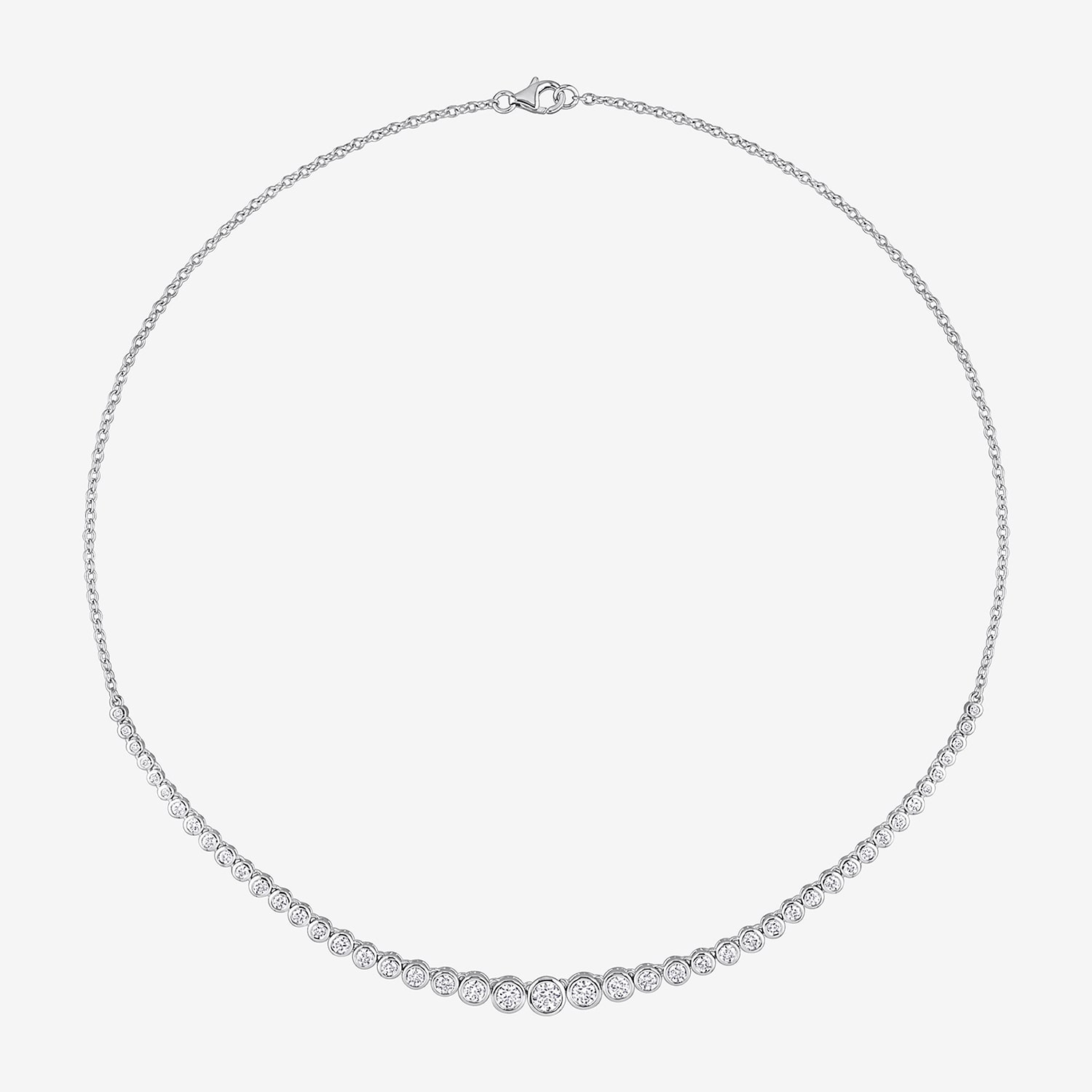 Womens White Moissanite Sterling Silver 17 Inch Tennis Necklace