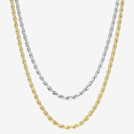 Womens 18K Two Tone Gold Over Silver 18 Inch Rope Chain Necklace
