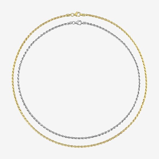 Womens 18K Two Tone Gold Over Silver 18 Inch Rope Chain Necklace
