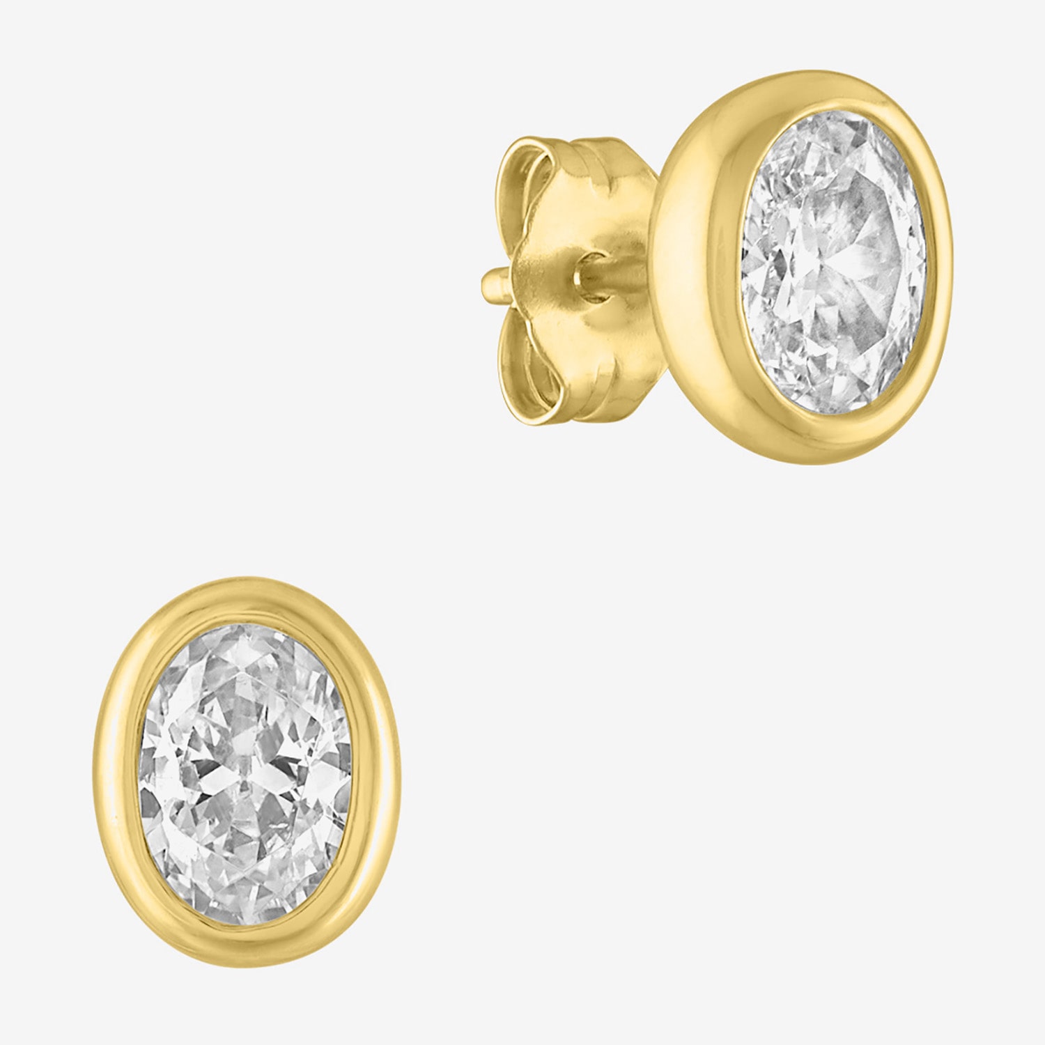 Diamond Addiction (G-H / Si2-I1) 1 CT. T.W. Lab Grown White Diamond 14K Gold 8mm Oval Stud Earrings