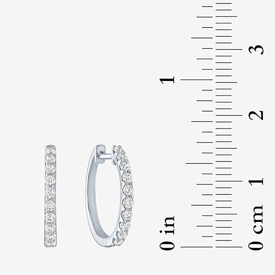 (G-H / Si2-I1) Womens 1/3 CT. T.W. Lab Grown Diamond 10K Gold 15mm Hoop Earrings