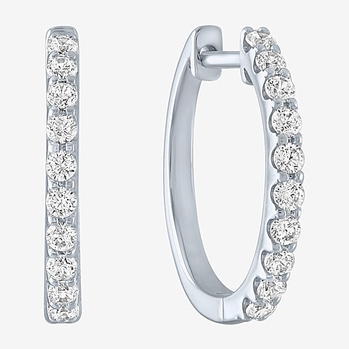 (G-H / Si2-I1) Womens 1/3 CT. T.W. Lab Grown Diamond 10K Gold 15mm Hoop Earrings, One Size, White