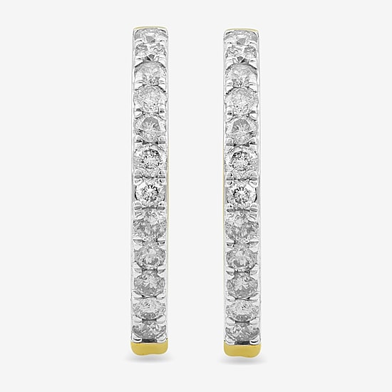 1 CT. T.W. Natural White Diamond 10K or 14K White, Yellow, or Rose Gold 22.5mm Hoop Earrings