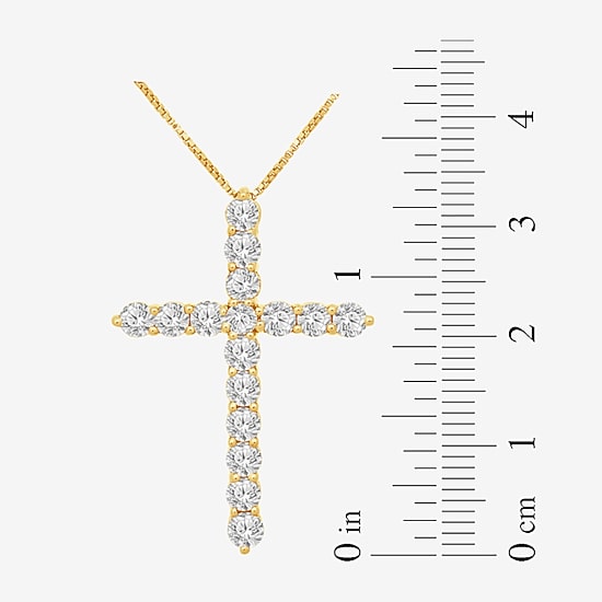 Womens 2 CT. T.W. Natural White Diamond 10K Gold Cross 18 Inch Pendant Necklace