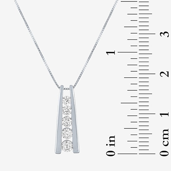 5-Stone Ladder Style (G-H / Si2-I1) Womens 1/3 CT. T.W. Lab Grown White Diamond 10K Gold 18 Inch Pendant Necklace